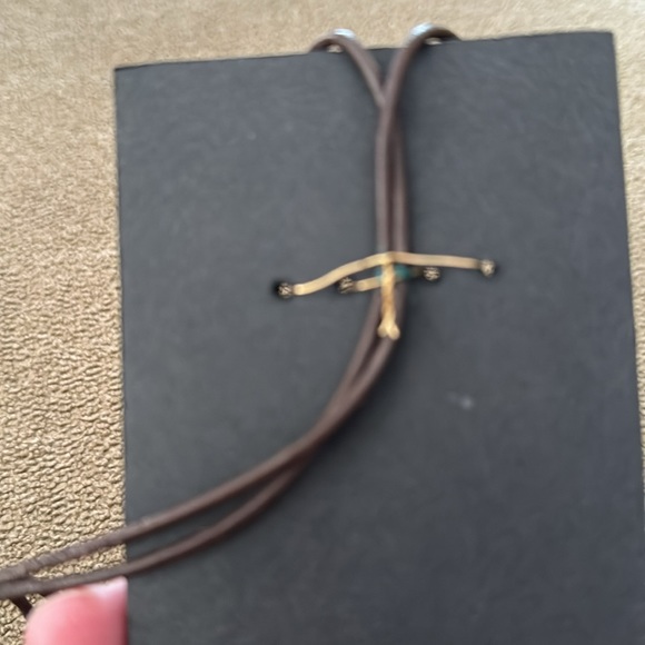 Turquoise & Silver Pendant Leather Cord Necklace (TD) - Picture 4 of 5